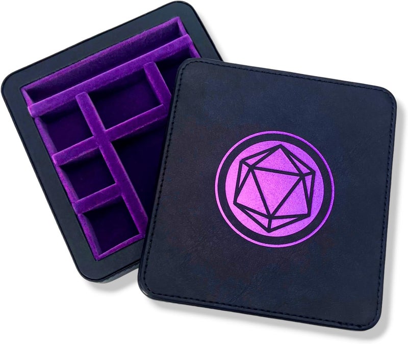 Luck Lab Compact Magnetic Dice Case with Dice Tray and Phone Stand - Dice and Miniature Staging and Storage for RPG,D&D Tabletop Gaming (Purple) - Image 3